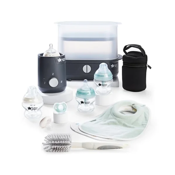 Tommee Tippee Complete Feeding Set Electric Steam Steriliser | Includes Easiwarm Bottle and Food Warmer, Newborn Self-Sterilising Bottles, Kills 99.9% of Bacteria