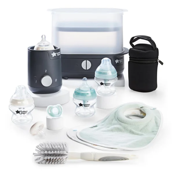 Tommee Tippee Complete Feeding Set Electric Steam Steriliser | Includes Easiwarm Bottle and Food Warmer, Newborn Self-Sterilising Bottles, Kills 99.9% of Bacteria