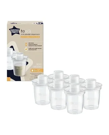 Tommee Tippee Milk Powder Dispensers Pack of 6 | Holds Up to 8 Scoops of Formula per Dispenser, Travel Friendly and Space Saving Design