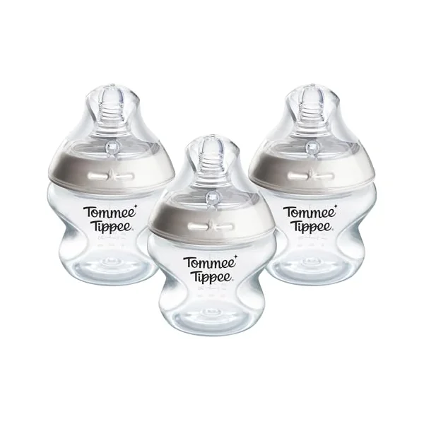 Tommee Tippee Natural Start Baby Bottle Anti-Colic 0m+ 150ml | Pack of 3, Extra-Slow Flow Breast-Like Teats, Self-Sterilising
