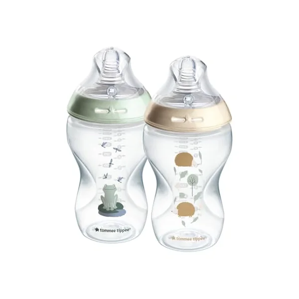 Tommee Tippee Natural Start Baby Bottle Anti-Colic 340ml | Pack of 2, Medium Flow Breast-Like Teat, Self-Sterilising, Natural Latch Design, Anti-Colic Valve, Pond