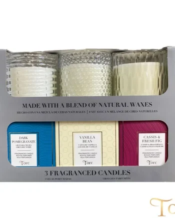 Torc Fragranced Textured Clear Glass Candles, 3 Pack