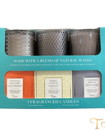 Torc Fragranced Textured Smoked Glass Candles, 3 Pack