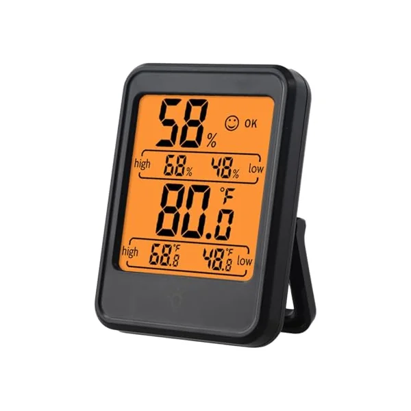 Touch Screen Digital Thermometer Hygrometer, Bright Backlit LCD Humidity Gauge, Portable Magnetic Sensor Baby Room Greenhouse