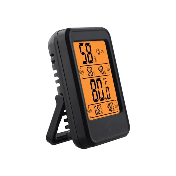 Touch Screen Digital Thermometer Hygrometer, Bright Backlit LCD Humidity Gauge, Portable Magnetic Sensor Baby Room Greenhouse