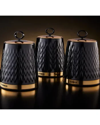 Tower 3 Piece Empire Storage Canisters - Black