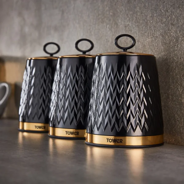 Tower 3 Piece Empire Storage Canisters - Black