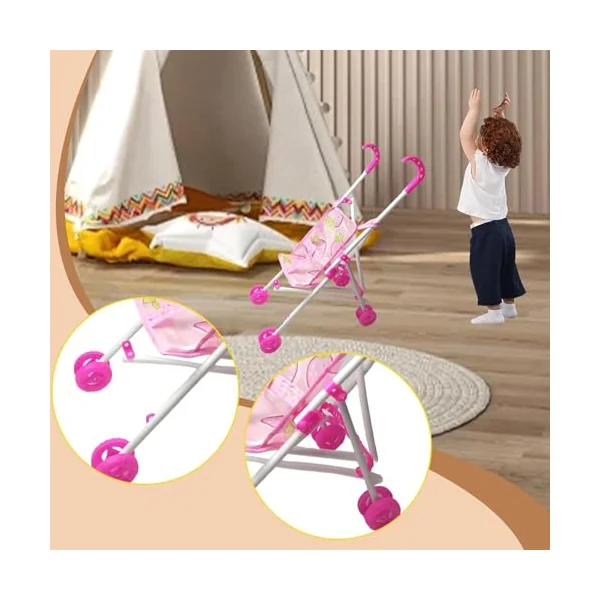 Toy Easy Assemble Safe Push Cart for Toddler Role Play Game Toy Doll Push Cart