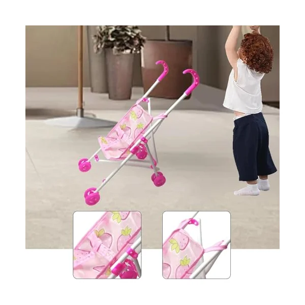 Toy Easy Assemble Safe Push Cart for Toddler Role Play Game Toy Doll Push Cart
