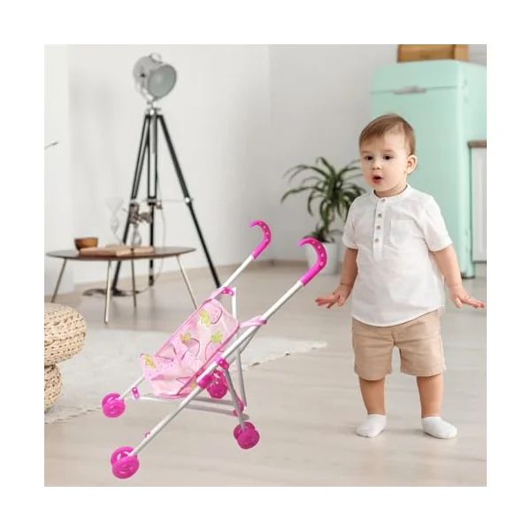 Toy Easy Assemble Safe Push Cart for Toddler Role Play Game Toy Doll Push Cart