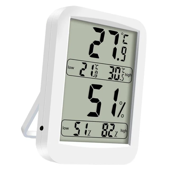 TOYANDONA High Precision Indoor Hygrometer with LED Display, Digital for Home Use, Lightweight Abs Material, White Colour, Suitable for Baby Room Temperature and Humidity Monitoring
