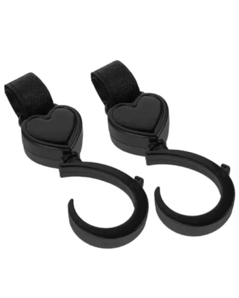 Toyvian 2pcs Rotatable Stroller Hooks Heart Shape Clips with Smooth Finish Safety Edges Heavy-Duty Pram Bag Hangers for Grocery Shopping Buggy Accessories