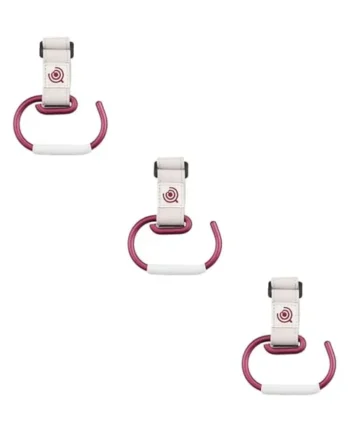 Toyvian 3pcs Stroller Hooks Burgundy Belt Clip Stroller Hanger for Diaper Bags Purse Buggy Clips for Pram Accessories