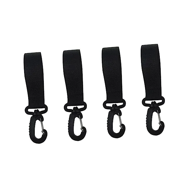 Toyvian 4 Pairs 360 Degree Rotation Multi-Function Stroller Hooks with Polyester Material Black Versatile Hooks for Hanging Baby Diaper Bags and Prams