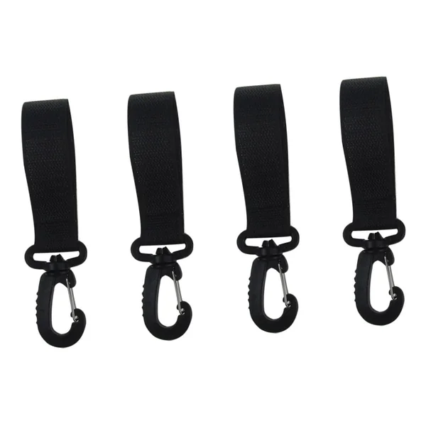 Toyvian 4 Pairs 360 Degree Rotation Multi-Function Stroller Hooks with Polyester Material Black Versatile Hooks for Hanging Baby Diaper Bags and Prams