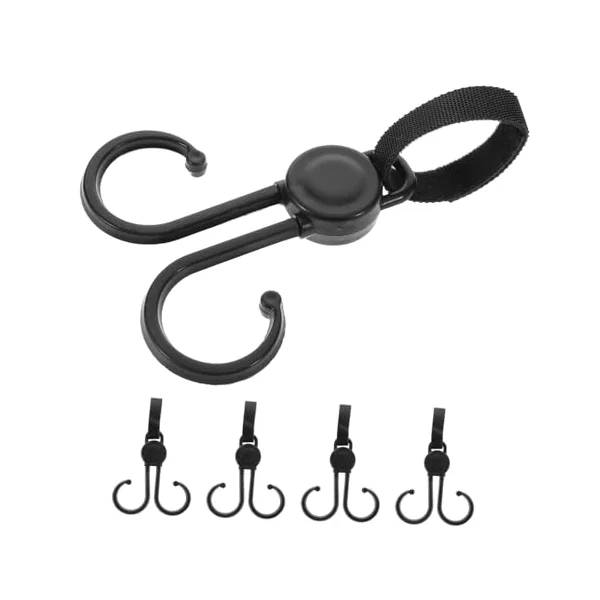 Toyvian 5pcs Stroller Hooks for Hanging Travel Purse Shopping Diaper Bags Organizer Clip Suitable for Strollers Wheelchairs and Walkers