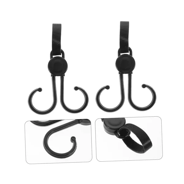 Toyvian 5pcs Stroller Hooks for Hanging Travel Purse Shopping Diaper Bags Organizer Clip Suitable for Strollers Wheelchairs and Walkers
