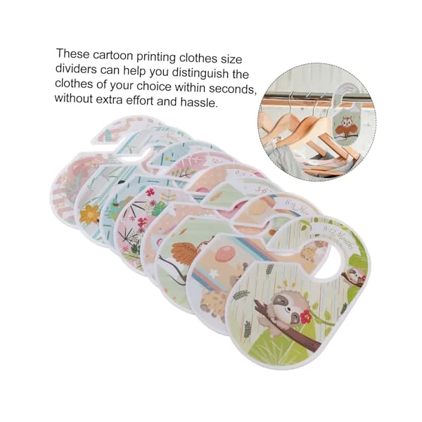 Toyvian 8pcs Plastic Cartoon Clothes Size Dividers for Wardrobe Organiser, Double-sided Clothing Separators to Keep Clothes Separated, for Nursery or Baby Closet