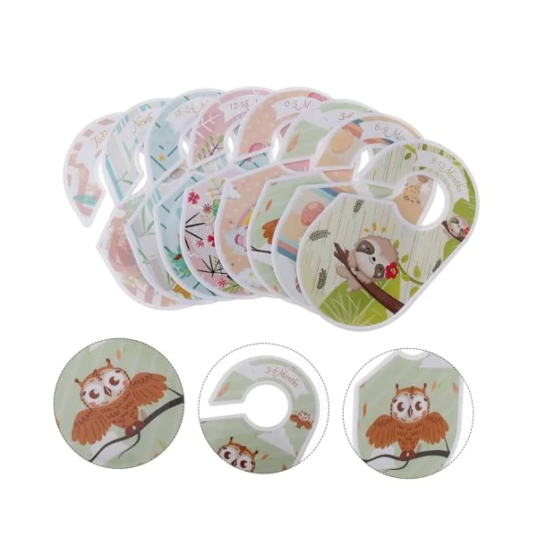 Toyvian 8pcs Plastic Cartoon Clothes Size Dividers for Wardrobe Organiser, Double-sided Clothing Separators to Keep Clothes Separated, for Nursery or Baby Closet