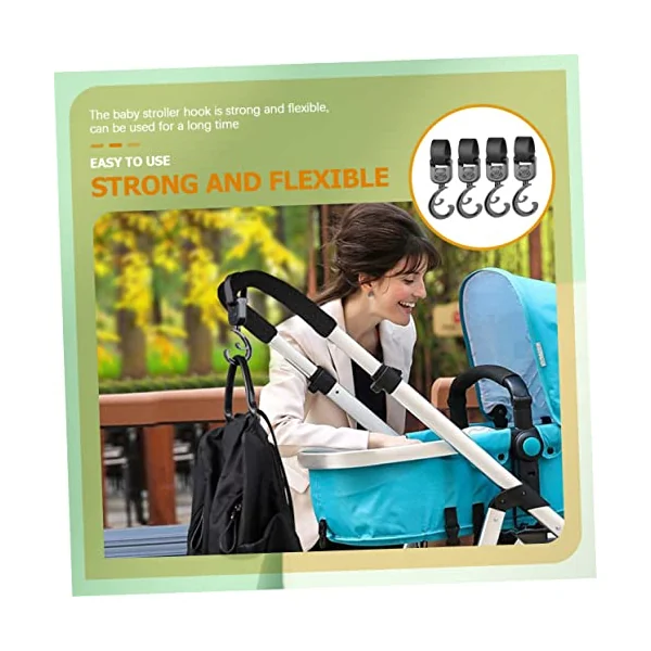Toyvian 8pcs Stroller Hooks Bag Clips for Hanging Diaper Bags Convenient Organizer Hanger for Grocery Shopping and Supplies Fits Strollers