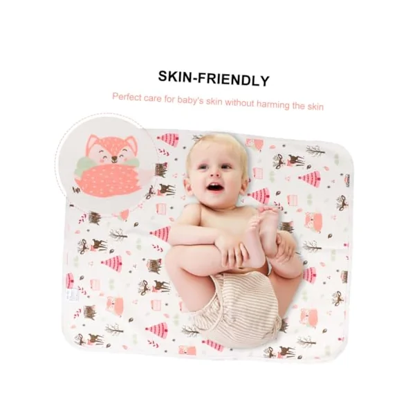 Toyvian Breathable Cotton Baby Urinal Pad Environmentally Printed and Dyed Portable Waterproof Changing Mat for Travel and Baby Cart Use