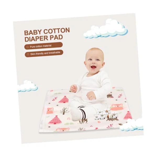 Toyvian Breathable Cotton Baby Urinal Pad Environmentally Printed and Dyed Portable Waterproof Changing Mat for Travel and Baby Cart Use