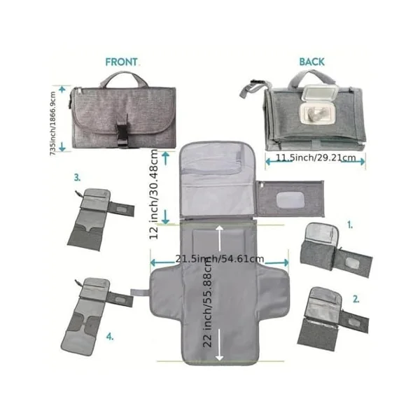 Travel Changing Pad Reusable, Compact, Portable, Waterproof, | Diapering Changing Mat Portable Multi-Functional for Travel Home Girls Boys Family Friends