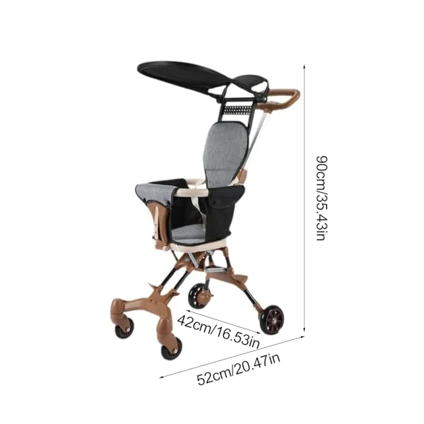 Travel Stroller for Child Bi-directional Seat Rotatable Wheels | Portable Rotatable Wheels Detachable Canopy Airplane Travel Storage Car Trunk Storage Stroller for Travel Short Trip