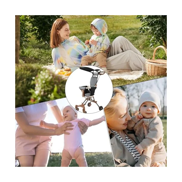 Travel Stroller for Child Bi-directional Seat Rotatable Wheels | Portable Rotatable Wheels Detachable Canopy Airplane Travel Storage Car Trunk Storage Stroller for Travel Short Trip