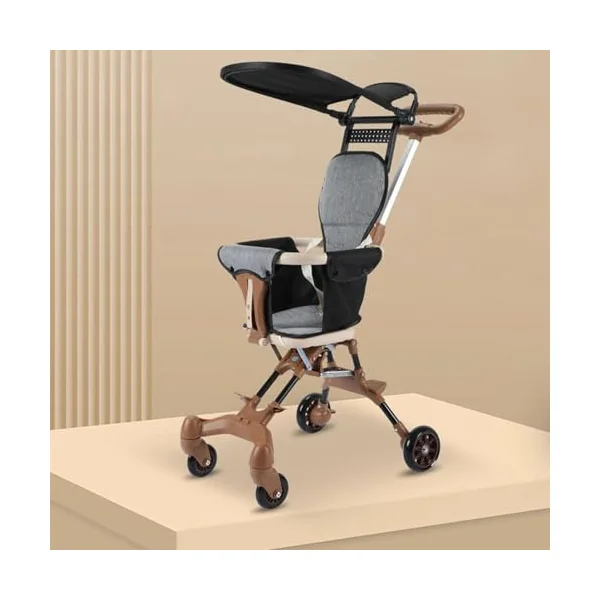Travel Stroller for Child Bi-directional Seat Rotatable Wheels | Portable Rotatable Wheels Detachable Canopy Airplane Travel Storage Car Trunk Storage Stroller for Travel Short Trip