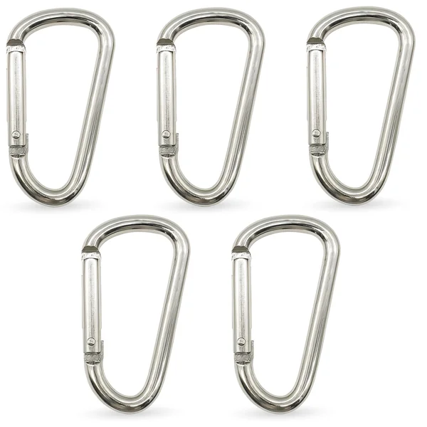Trimming Shop 55mm Carabiner Aluminium Spring-Loaded Snap Hook Clasps D-Shape Keychain Clip | Lightweight Camping Carabiner for Outdoor Travel, Cycling, Hammock, Water Bottle Holder (Not for Climbing)