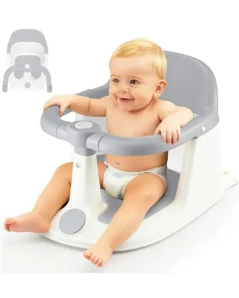 Trintion Baby Bath Seat, Non-Slip Soft Toddler Bath Chair 6 Months Plus with Suction Cups, Ergonomic Baby Bath Support, Grey (Gray, Upgrade)