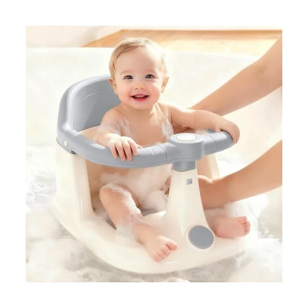 Trintion Baby Bath Seat, Non-Slip Soft Toddler Bath Chair 6 Months Plus with Suction Cups, Ergonomic Baby Bath Support, Grey (Gray, Upgrade)