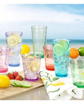 Tritan Hammered 12 Piece Coloured Drinkware Set