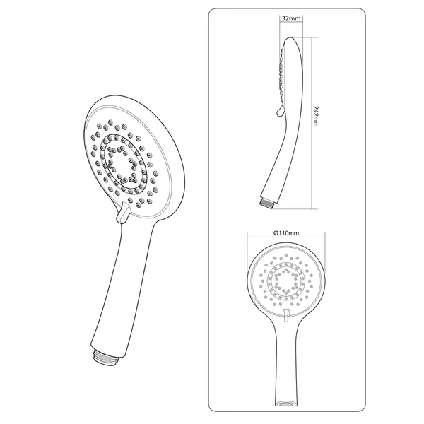 Triton Chrome effect 5-spray pattern Shower head, 242mm