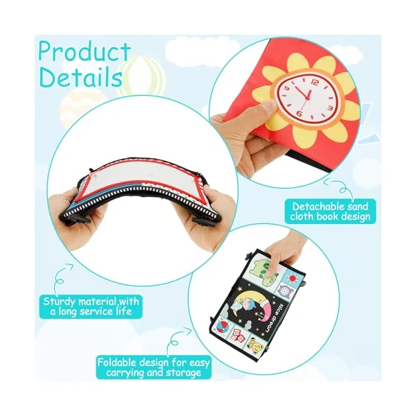 Tummy Time Mirror Toys Baby Sensory Toy Tummy Time Baby Mirror with Cloth Book Montessori Sensory Infant Mirrors for Toddle Newborn Toy 0-3-6-12 Months(Giraffe)