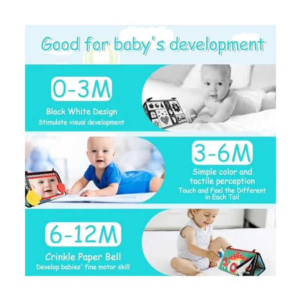 Tummy Time Mirror Toys Baby Sensory Toy Tummy Time Baby Mirror with Cloth Book Montessori Sensory Infant Mirrors for Toddle Newborn Toy 0-3-6-12 Months(Giraffe)