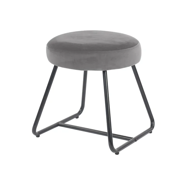 Turio Velvet effect Grey Metal Stool
