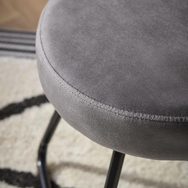 Turio Velvet effect Grey Metal Stool