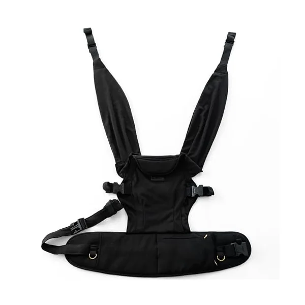 Tushbaby Pearl Wrap Carrier Black Newborn Baby Carrier with Storage | Fits 8-20 lb babies, Ergonomic wrap, Bottle holder & wipe attachment, Soft breathable fabric, Adjustable fit