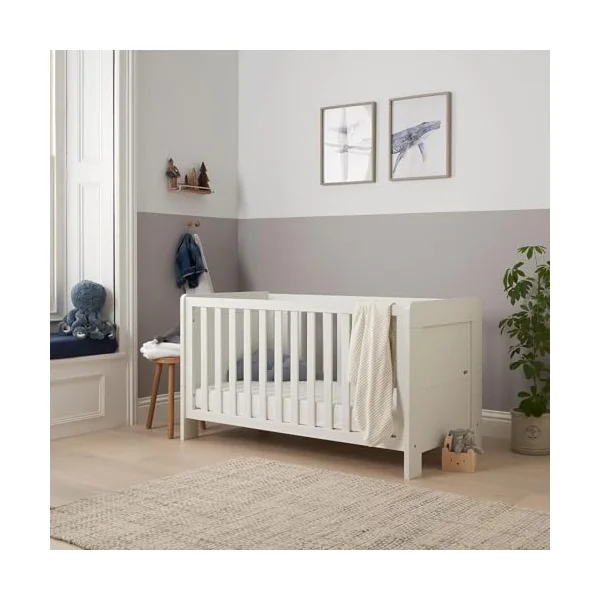Tutti Bambini Alba 3-in-1 Convertible Cot Bed - White 140x70cm | Space-saving convertible cot bed with three modes: cot, toddler bed and day bed from birth to 6 years.