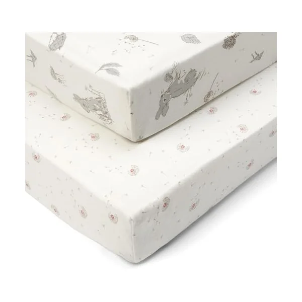 Tutti Bambini Cot Bed Fitted Sheets Cotton 2 Pack - Cocoon - 140x70cm | Soft organic cotton fitted sheets designed for 70x140cm cot beds. Breathable, gentle and easy-care nursery bedding.
