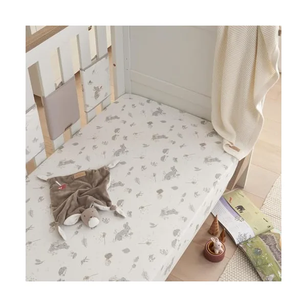 Tutti Bambini Cot Bed Fitted Sheets Cotton 2 Pack - Cocoon - 140x70cm | Soft organic cotton fitted sheets designed for 70x140cm cot beds. Breathable, gentle and easy-care nursery bedding.