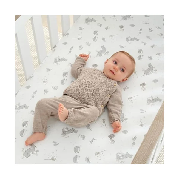 Tutti Bambini Cot Bed Fitted Sheets Cotton 2 Pack - Cocoon - 140x70cm | Soft organic cotton fitted sheets designed for 70x140cm cot beds. Breathable, gentle and easy-care nursery bedding.