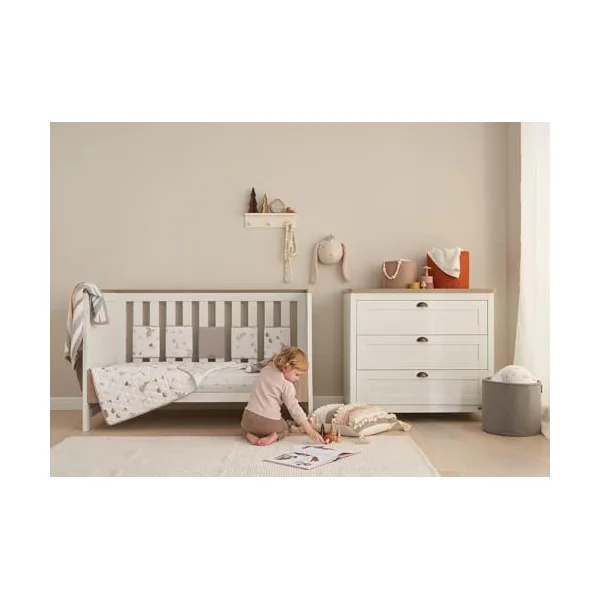 Tutti Bambini Cot Bed Fitted Sheets Cotton 2 Pack - Cocoon - 140x70cm | Soft organic cotton fitted sheets designed for 70x140cm cot beds. Breathable, gentle and easy-care nursery bedding.