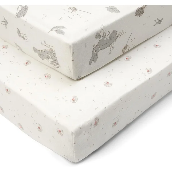 Tutti Bambini Cot Bed Fitted Sheets Cotton 2 Pack - Cocoon - 140x70cm | Soft organic cotton fitted sheets designed for 70x140cm cot beds. Breathable, gentle and easy-care nursery bedding.