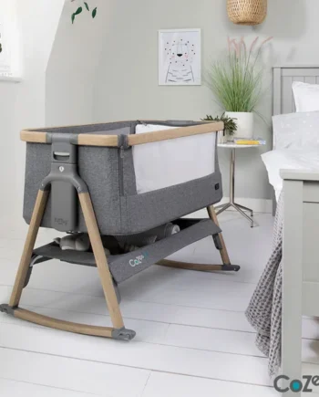 Tutti Bambini CoZee Air Bedside Rocking Crib, Oak & Charcoal