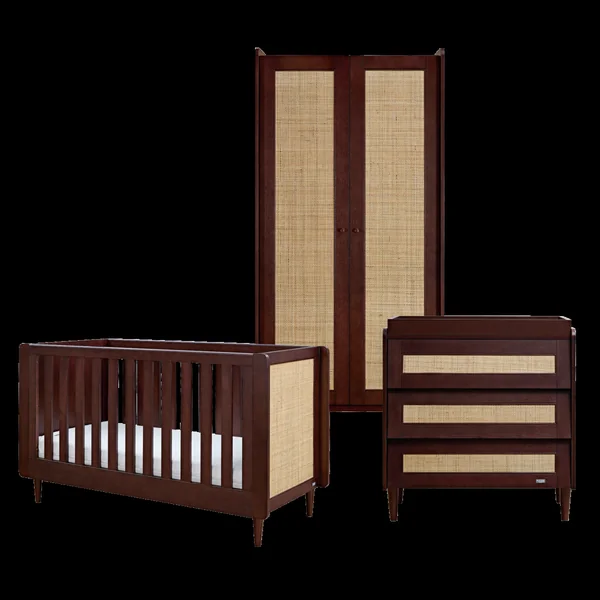 Tutti Bambini Japandi 3 Piece Nursery Furniture Set | Warm Walnut