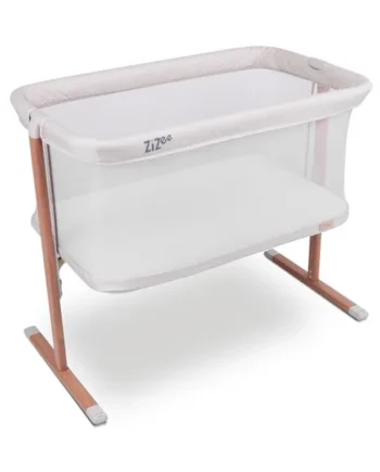 Tutti Bambini ZiZee Moses Basket With Stand Rocking Crib - Walnut & Ecru | Breathable rocking Moses basket with mattress, wheels and travel bag, designed for newborn sleep from birth to 6 months.