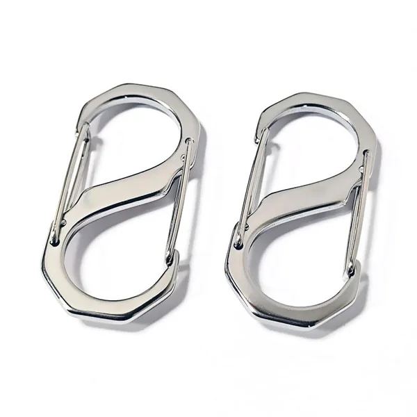 Twin packet of Heavy duty, Strong, S-Type Carabiner Clips, Stainless Steel 304, High Finish polished product 55mm x 25mm 2.5mm